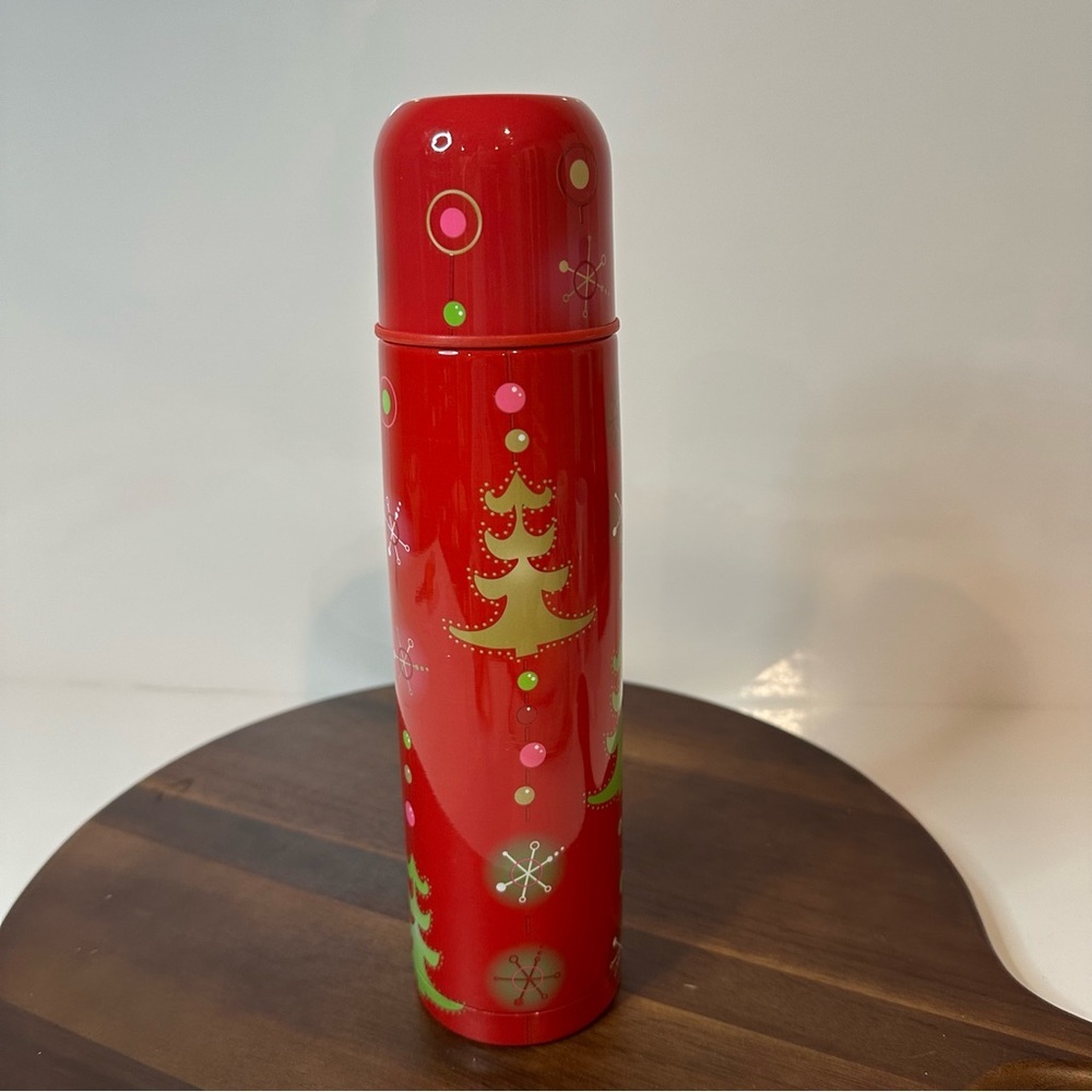 Vintage Starbucks Red Atomic Christmas Tree Thermos Retro Holiday Stainless - Picture 5 of 9